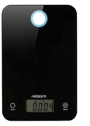 Ваги кухонні ardesto sck-839b 5кг 2хcr2032 led в комплекті скло чорний