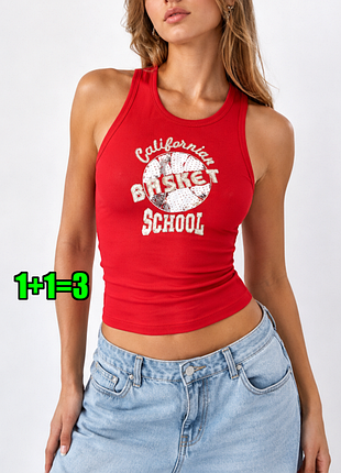 💥1+1=3 стильная фирменная майка красная бейсболка, размер 42 - 44