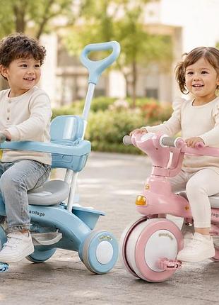 Триколісний велосипед baby carriage 588 / велосипед з батьківською ручкою та кошиком / велосипед-коляска