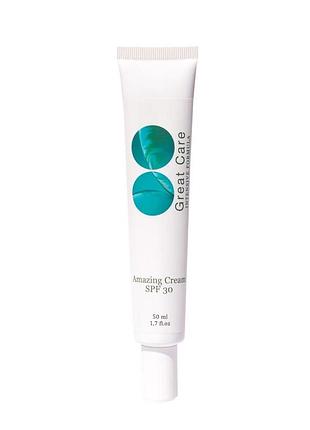 Денний сонцезахисний крем з легкої напівпрозорої текстурою amazing spf 30 50мл great care