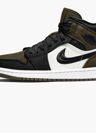 Кросівки жіночі air jordan 1 mid toe olive/black dv0427-301