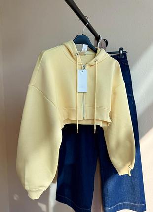 Новая зипка zara лимонная желтая кофта на замке худи