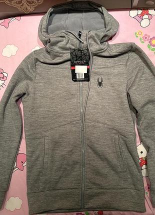Зіп-худі y2k spyder active full zip hoodie у світло-сірому кольорі (heather grey).