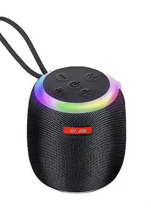 Колонка bluetooth sh-309 з ipx5, яскравим підсвічуванням та басом, чорна