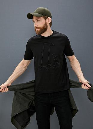 Футболка мужская, armani, черная m хлопок