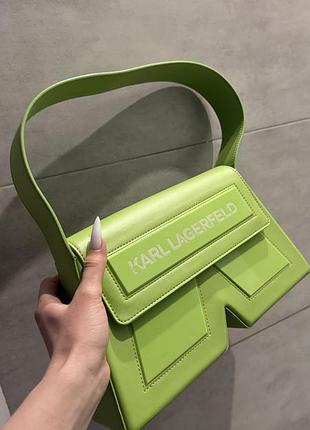 Сумка karl lagerfeld оригинал, зеленая, кожаная
