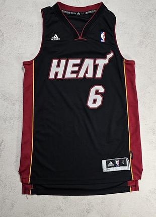 Баскетбольна майка adidas lebron james #6 miami heat stitched swingman jersey