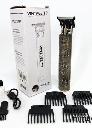 Машинка для стрижки волосся vintage t9-1 bronze, 4 насадки