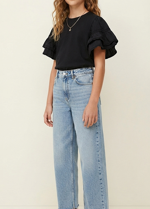 Черная однотонная футболка блузка zara на девочку 10 лет 140 см