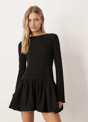 Чорна міні сукня бульбашка балон asos