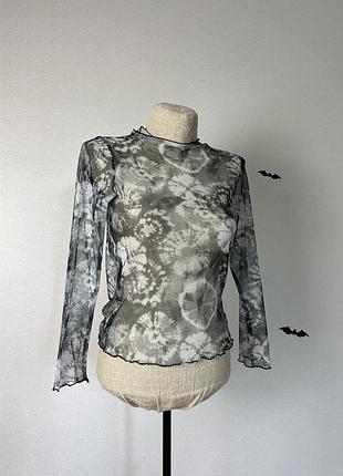 Кофта сітка топ тай дай готика y2k mesh too tie dye
