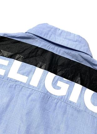 Блакитна чоловіча оверсайз сорочка religion