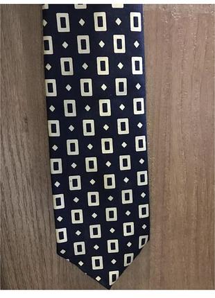 Marks&spencer💙чоловіча  шовкова краватка галстук із білим геометричним принтом💛чоловічі аксесуари/унісекс