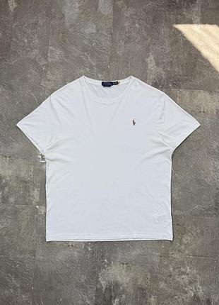 Чоловіча футболка polo ralph lauren біла xl оригінал поло ральф лорен з вишитим логотипом custom slim fit брендовий одяг t-shirt