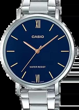 Годинник жіночий casio timeless collection ltp-vt01d-2b сталевий корпус синій циферблат
