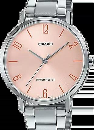 Годинник жіночий casio timeless collection ltp-vt01d-4b2 сталевий корпус рожевий циферблат