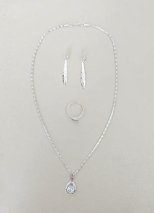 Комплект колье+сережки+кольцо,белый silk route a-2860