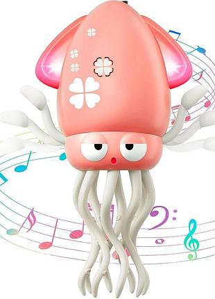 Танцюючий кальмар electric dancing squid з музикою та підсвіткою, рожевий