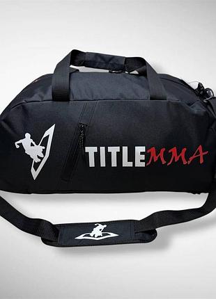 Спортивная большая сумка рюкзак title mma черного цвета, сумка для бокса, единоборств, мма, мужская спортивная сумка для зала