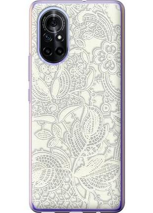 Чехол на huawei nova 8 белое кружево из силикона fch_0169536