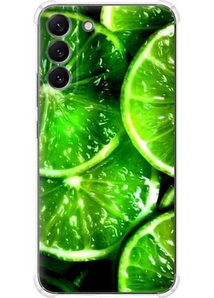Чехол на samsung galaxy s22 plus зелёные дольки лимона из силикона fch_0169683