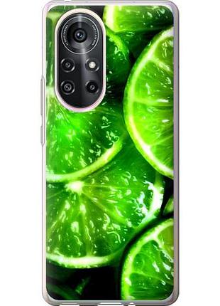 Чехол на huawei nova 8 pro зелёные дольки лимона из силикона fch_0169663