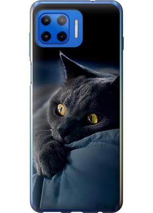 Чехол на motorola moto g plus дымчатый кот из силикона fch_0168459