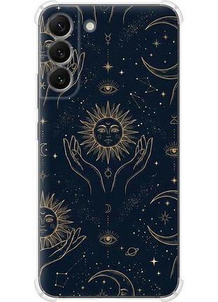 Чехол на samsung galaxy s22 plus celestial harmony: sun & moon gold mystic pattern из силикона fch_0169183