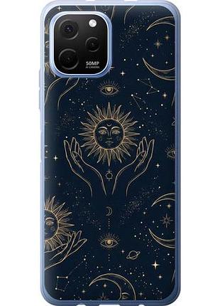 Чехол на huawei nova y61 celestial harmony: sun & moon gold mystic pattern из силикона fch_0169170