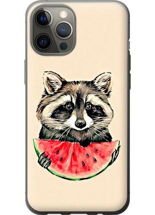 Чехол на iphone 12 pro max енотик с арбузом из пластика fch_0163200