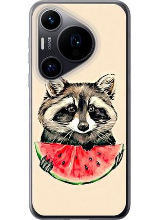 Чехол на huawei pura 70 енотик с арбузом из силикона fch_0170234