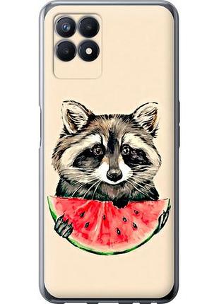 Чехол на realme narzo 50 енотик с арбузом из силикона fch_0163302