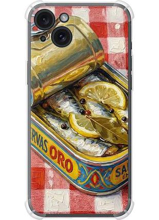 Чехол на iphone 15 plus vintage sardine tin phone из силикона fch_0160396