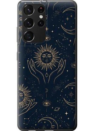 Чехол на samsung galaxy s21 ultra (5g) celestial harmony: sun & moon gold mystic pattern из пластика fch_0148963