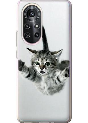 Чехол на huawei nova 8 pro летящий котёнок из силикона fch_0171347