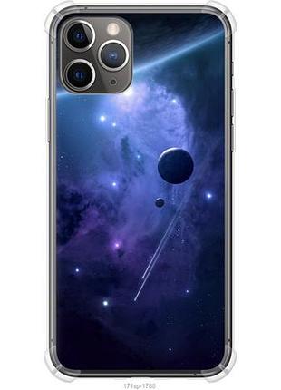 Чехол на iphone 11 pro планеты в синем космосе из силикона fch_0170968