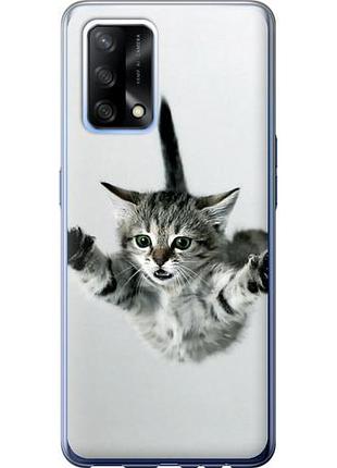 Чехол на oppo a74 летящий котёнок из силикона fch_0171335