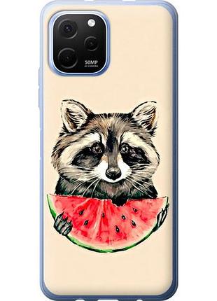 Чехол на huawei nova y61 енотик с арбузом из силикона fch_0170217