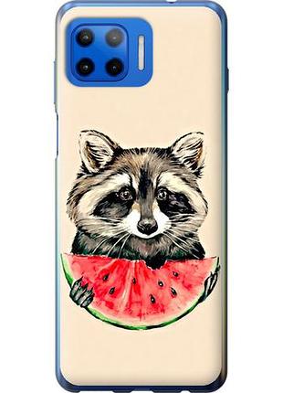 Чехол на motorola moto g plus енотик с арбузом из силикона fch_0170212