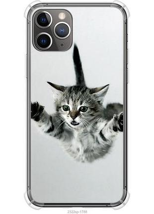 Чехол на iphone 11 pro летящий котёнок из силикона fch_0171459