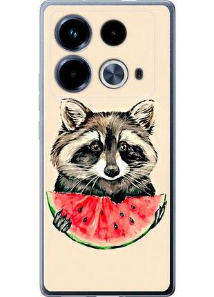 Чехол на infinix note 40 енотик с арбузом из силикона fch_0163264