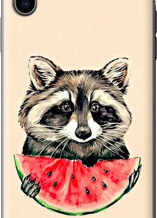 Чехол на iphone xs max енотик с арбузом из пластика fch_0163198