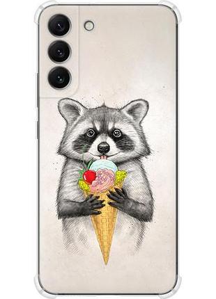 Чехол на samsung galaxy s22 plus енотик с мороженым из силикона fch_0171185