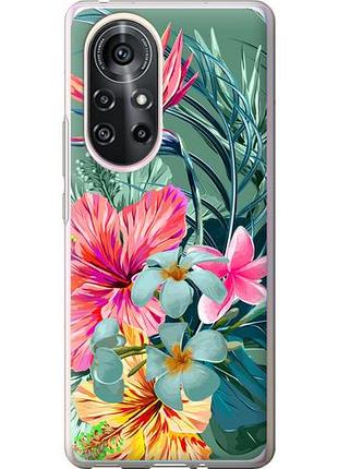 Чехол на huawei nova 8 pro тропические цветы из силикона fch_0169688