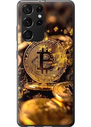 Чехол на samsung galaxy s21 ultra (5g) золотая лихорадка биткойна из силикона fch_0168686