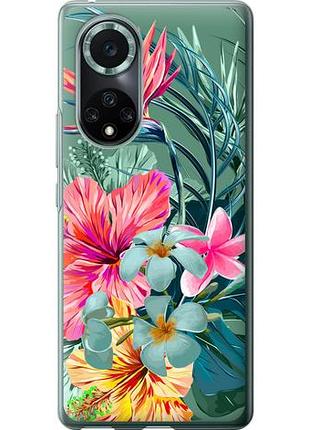 Чехол на huawei nova 9 pro тропические цветы из силикона fch_0169689