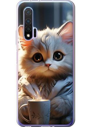 Чехол на huawei nova 6 white cat из силикона fch_0169335