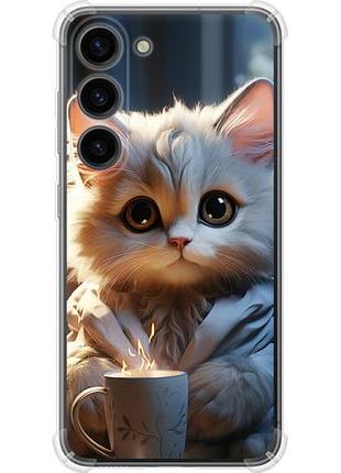 Чехол на samsung galaxy s23 white cat из силикона fch_0169356