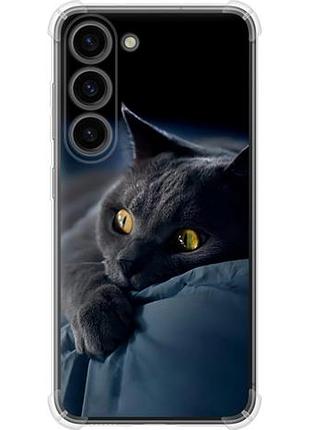 Чехол на samsung galaxy s23 дымчатый кот из силикона fch_0168475