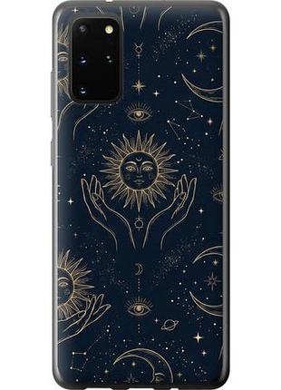 Чехол на samsung galaxy s20 plus celestial harmony: sun & moon gold mystic pattern из пластика fch_0148983